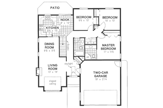 Floor Plan - Main Floor for Traditional House Plan #18-181 - 3 bed, 2 bath