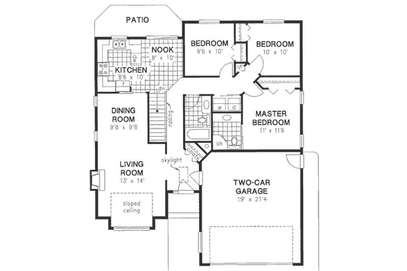 House Design - Floor Plan - Main Floor for Traditional House Plan #18-181 - 3 bed, 2 bath