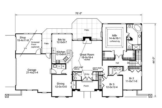 Floor Plan - Main Floor for Mediterranean House Plan #57-371 - 3 bed, 2.5 bath