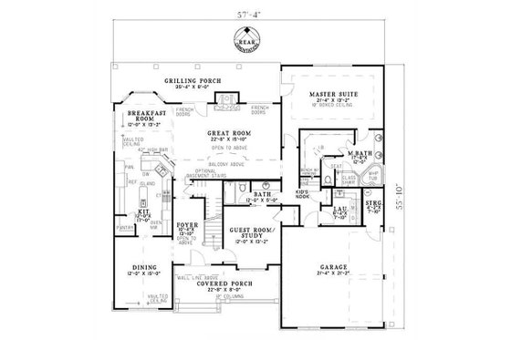 Floor Plan - Main Floor for Craftsman House Plan #17-2531 - 4 bed, 3 bath