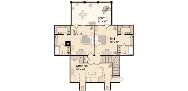Colonial Floor Plan - Upper Floor Plan #36-240