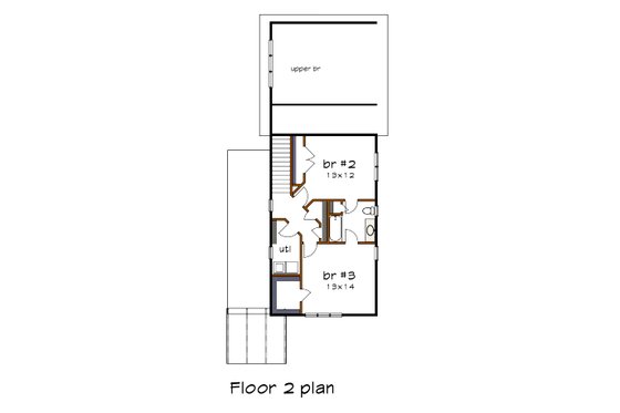 Floor Plan - Upper Floor for Modern House Plan #79-319 - 3 bed, 2.5 bath