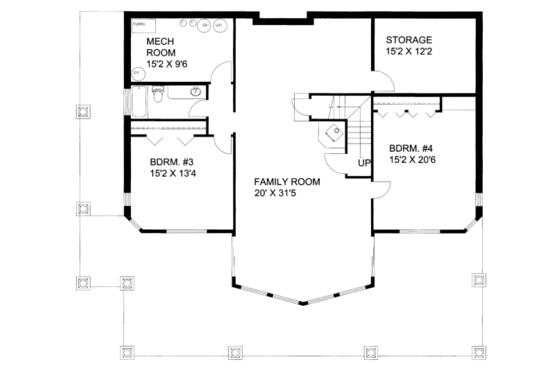 Floor Plan - Lower Floor for Cabin House Plan #117-763 - 3 bed, 3 bath