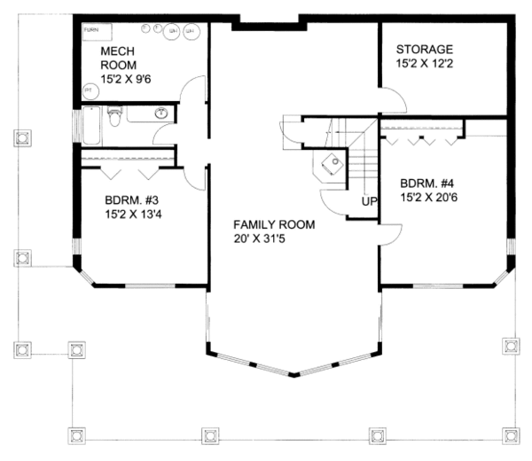 Cabin Floor Plan - Lower Floor Plan #117-763