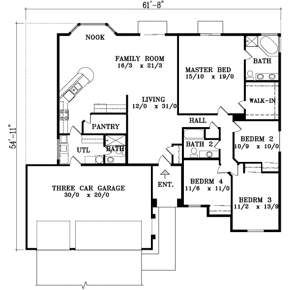 House Plan Design - European Floor Plan - Main Floor Plan #1-1425