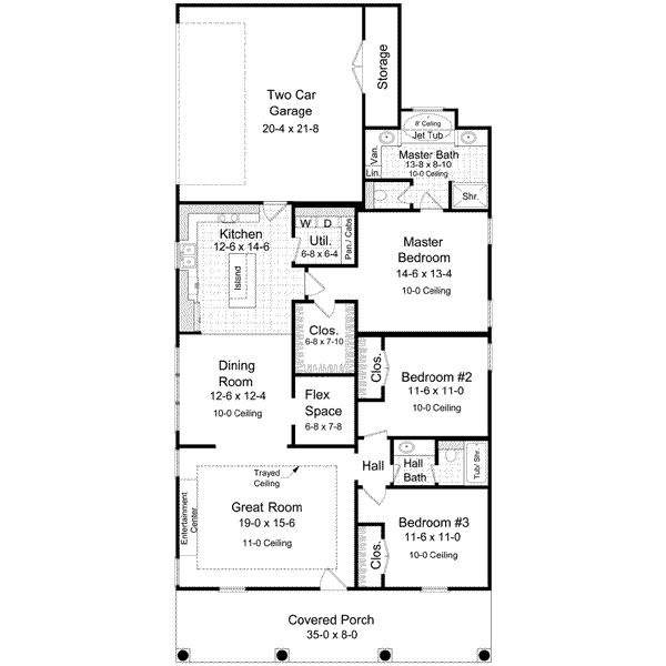 House Design - Southern Floor Plan - Main Floor Plan #21-157