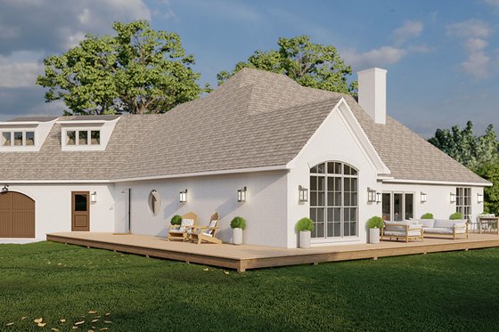 Exterior - Rear Elevation 2 for European House Plan #923-300 - 4 bed, 2.5 bath