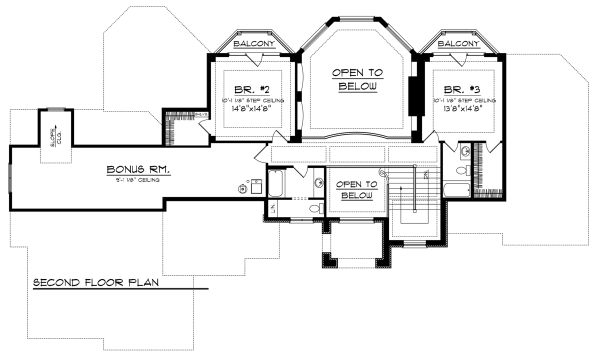 European Floor Plan - Upper Floor Plan #70-1145