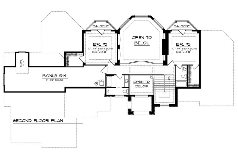Architectural House Design - Floor Plan - Upper Floor for European House Plan #70-1145 - 3 bed, 3.5 bath