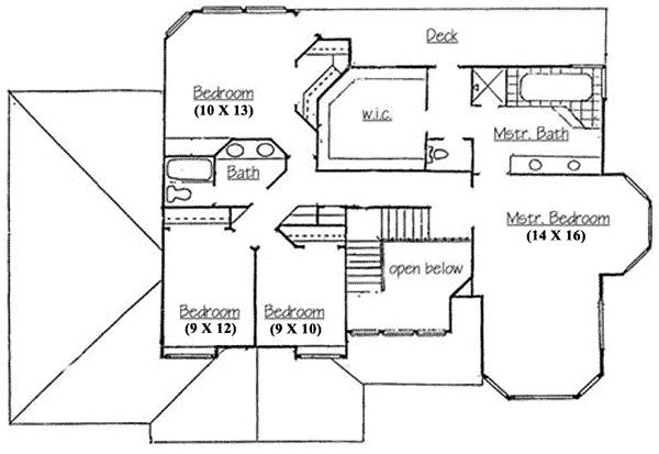 Home Plan - Traditional Floor Plan - Upper Floor Plan #5-195