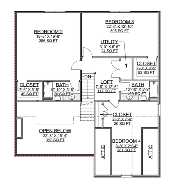 Craftsman Floor Plan - Upper Floor Plan #1116-19
