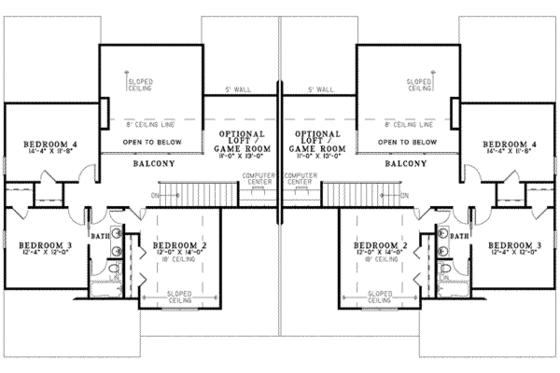 Floor Plan - Upper Floor for Traditional House Plan #17-2157 - 4 bed, 2.5 bath
