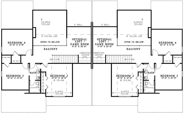 Traditional Floor Plan - Upper Floor Plan #17-2157