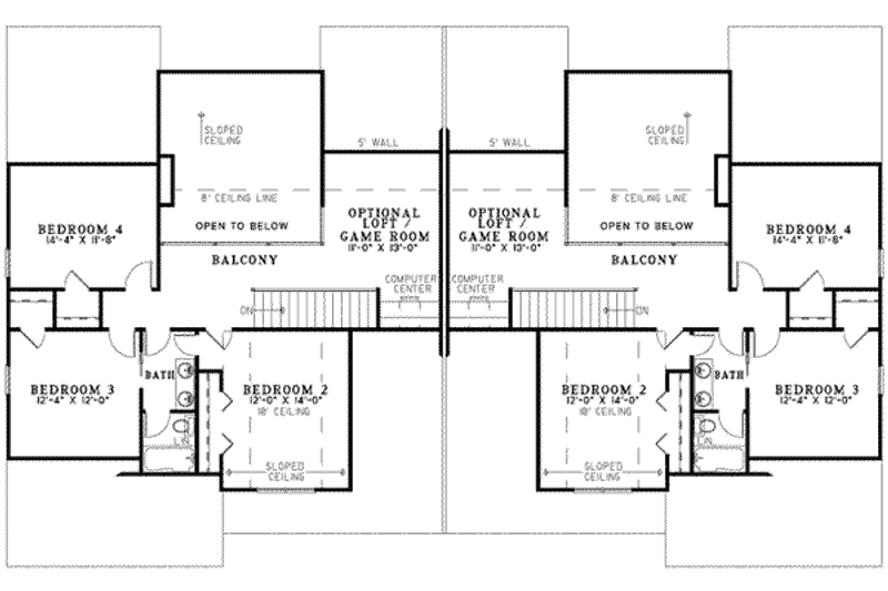 Architectural House Design - Floor Plan - Upper Floor for Traditional House Plan #17-2157 - 4 bed, 2.5 bath