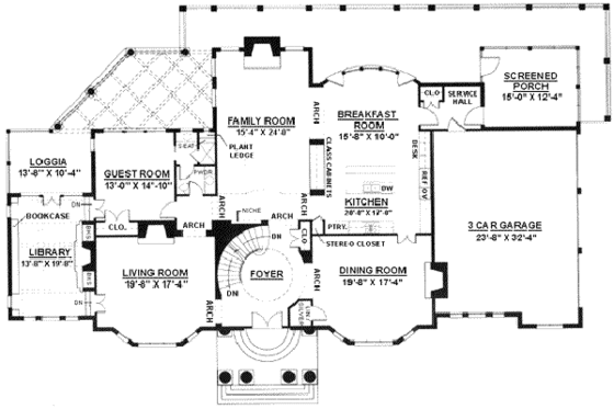 Floor Plan - Main Floor for Classical House Plan #119-124 - 5 bed, 4 bath