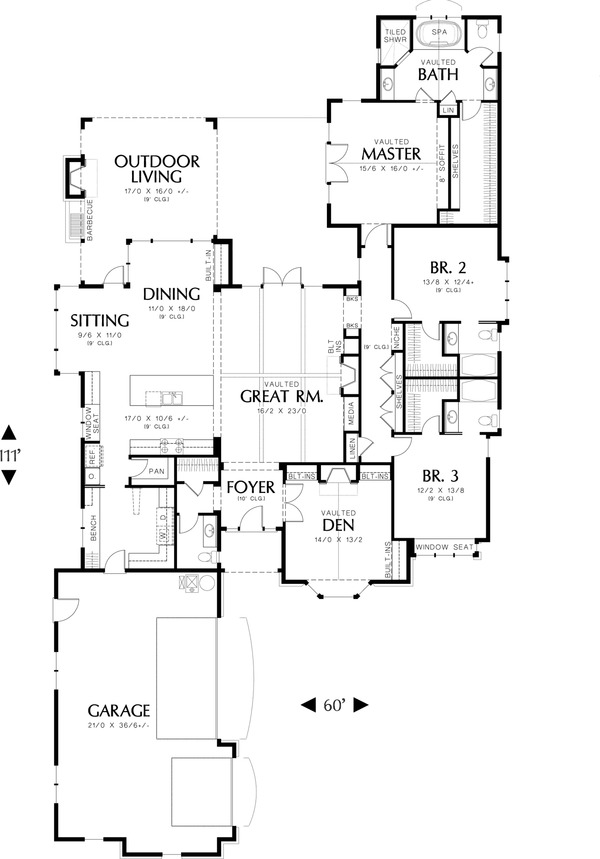 Home Plan - Main Floor Plan - 2900 square foot Traditional home