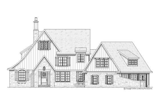 Exterior - Front Elevation 4 for Tudor House Plan #901-99 - 4 bed, 3.5 bath