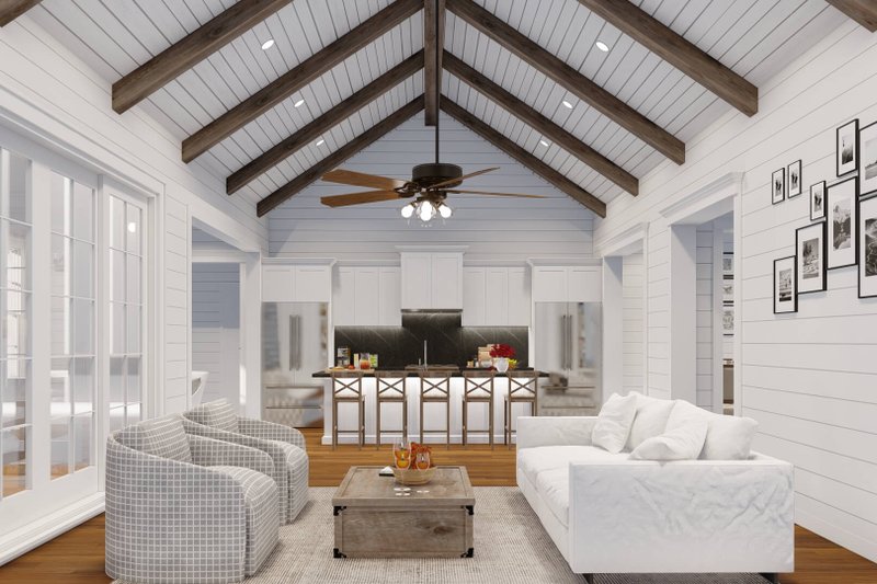 House Blueprint - Interior - Family Room for Farmhouse House Plan #923-350 - 4 bed, 3.5 bath
