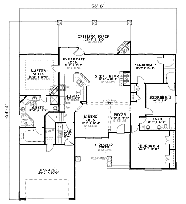 Dream House Plan - Craftsman Floor Plan - Main Floor Plan #17-2348