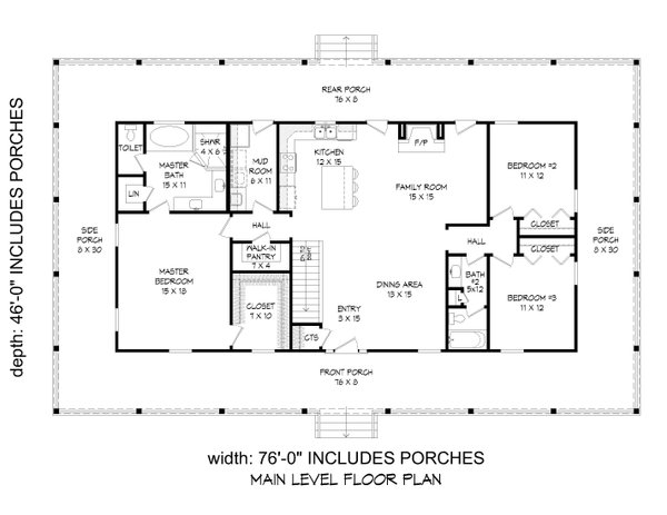 Dream House Plan - Southern Floor Plan - Main Floor Plan #932-1172