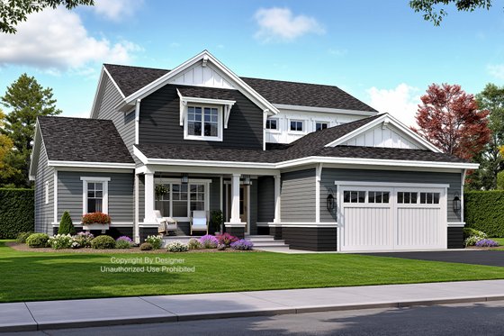 Exterior - Front Elevation 4 for Craftsman House Plan #51-1373 - 4 bed, 3.5 bath