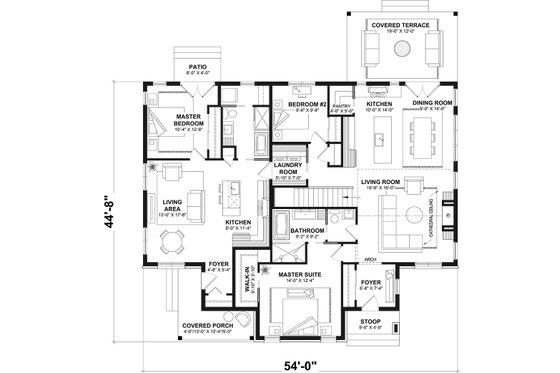 Floor Plan - Main Floor for Modern House Plan #23-2394 - 3 bed, 2 bath