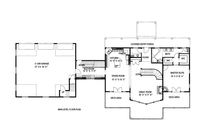 House Blueprint - Floor Plan - Main Floor for Craftsman House Plan #117-1097 - 3 bed, 2.5 bath