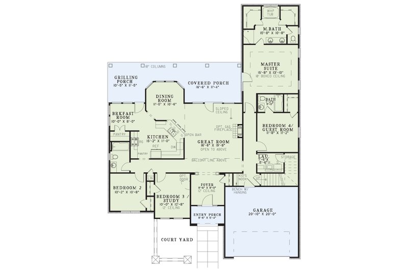 Home Plan - Floor Plan - Main Floor for Mediterranean House Plan #17-2923 - 4 bed, 3 bath