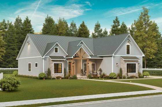 Exterior - Front Elevation 7 for Farmhouse House Plan #54-681 - 3 bed, 3 bath