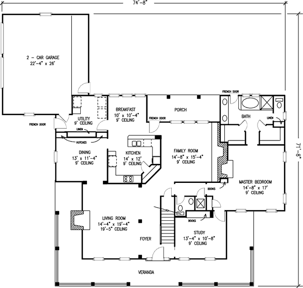 Architectural House Design - Farmhouse Floor Plan - Main Floor Plan #410-149