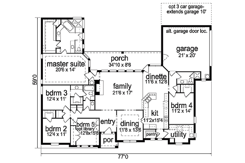 Home Plan - Floor Plan - Main Floor for European House Plan #84-258 - 5 bed, 3 bath
