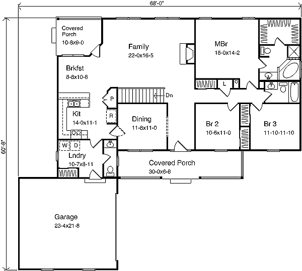 House Plan Design - Ranch Floor Plan - Main Floor Plan #22-108