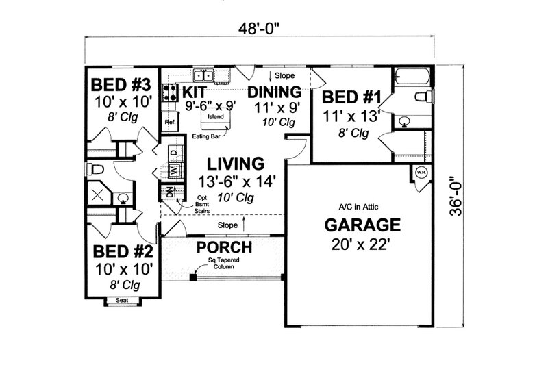 Architectural House Design - Floor Plan - Main Floor 1 for Cottage House Plan #513-2055 - 3 bed, 2 bath