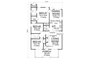Floor Plan - Main Floor for Craftsman House Plan #513-2094 - 3 bed, 2 bath