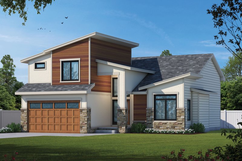 Contemporary Style House Plan - 3 Beds 2.5 Baths 1649 Sq/Ft Plan #20-2519