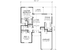 Floor Plan - Main Floor for Mediterranean House Plan #320-420 - 2 bed, 2 bath