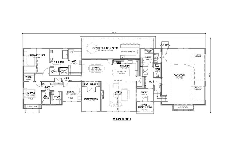 Home Plan - Floor Plan - Main Floor for Farmhouse House Plan #1105-13 - 3 bed, 2.5 bath