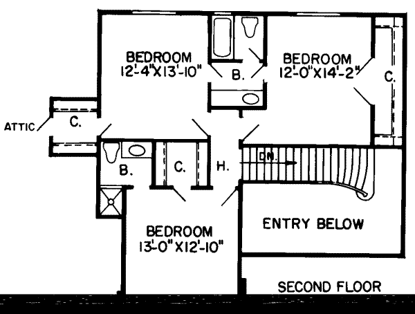 European Floor Plan - Upper Floor Plan #312-487