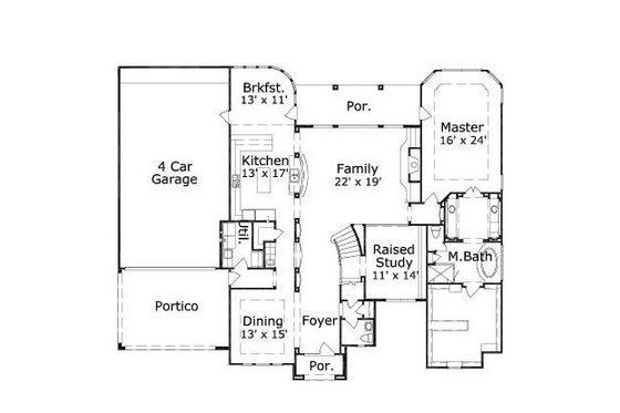 Floor Plan - Main Floor for European House Plan #411-752 - 4 bed, 3.5 bath