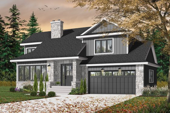 Exterior - Front Elevation 3 for Traditional House Plan #23-712 - 3 bed, 1.5 bath