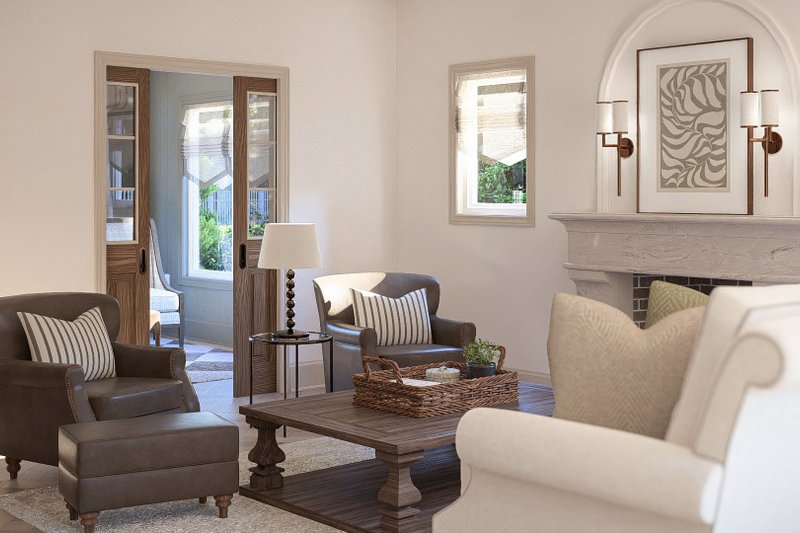 Architectural House Design - Interior - Family Room 1 for Tudor House Plan #455-763 - 3 bed, 2.5 bath
