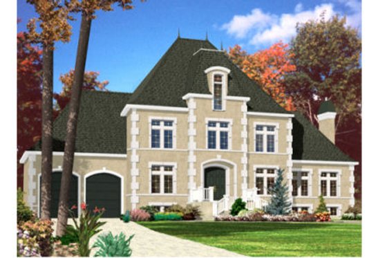 Exterior - Front Elevation for European House Plan #138-253 - 3 bed, 1.5 bath