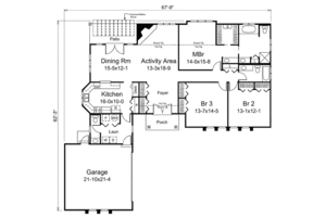Floor Plan - Main Floor for Mediterranean House Plan #57-428 - 3 bed, 2.5 bath