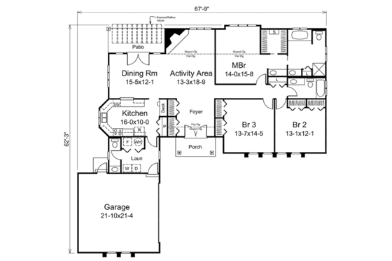 Floor Plan - Main Floor for Mediterranean House Plan #57-428 - 3 bed, 2.5 bath