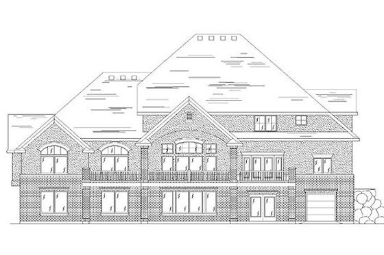 Exterior - Rear Elevation for European House Plan #5-405 - 7 bed, 5 bath