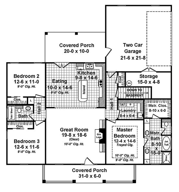 Architectural House Design - Country Floor Plan - Main Floor Plan #21-393