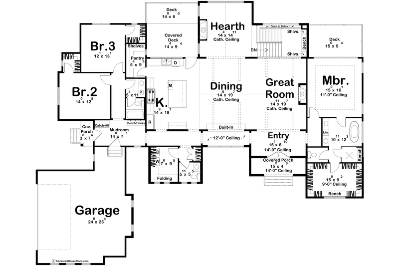 Architectural House Design - Floor Plan - Main Floor for Cottage House Plan #455-797 - 3 bed, 3 bath
