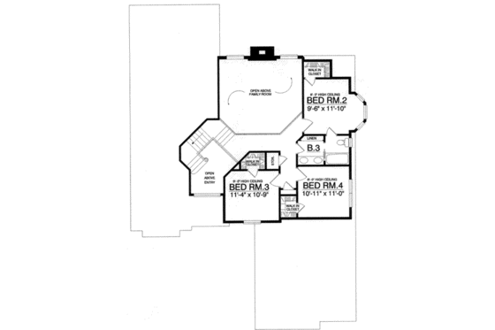 Floor Plan - Upper Floor for European House Plan #40-364 - 4 bed, 2.5 bath