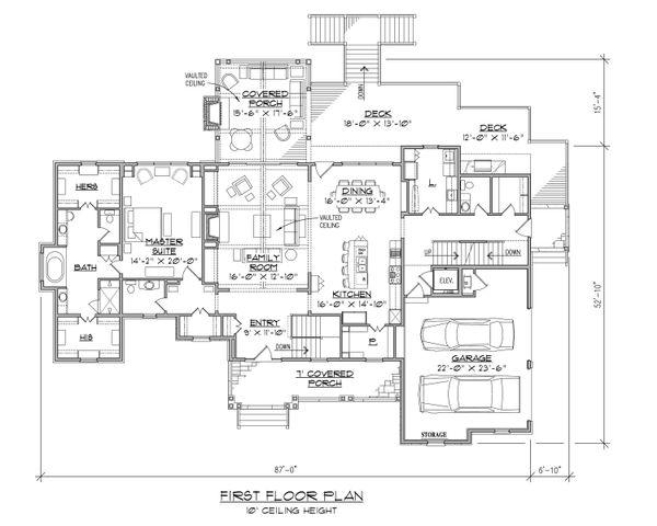 Architectural House Design - Traditional Floor Plan - Main Floor Plan #1054-21