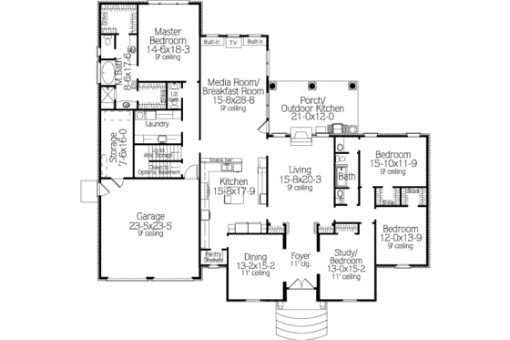 Floor Plan - Main Floor for European House Plan #406-144 - 3 bed, 2.5 bath